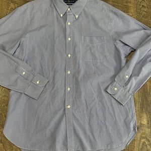 Ralph Lauren 120s 2-ply Blue White Micro Check Gingham Men’s Dress Shirt XL